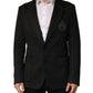 Black Embroidered Single Breasted Jacket
