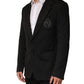 Black Embroidered Single Breasted Jacket