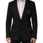 Black Embroidered Single Breasted Men Jacket