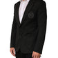 Black Embroidered Single Breasted Men Jacket