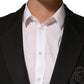 Black Embroidered Single Breasted Men Jacket