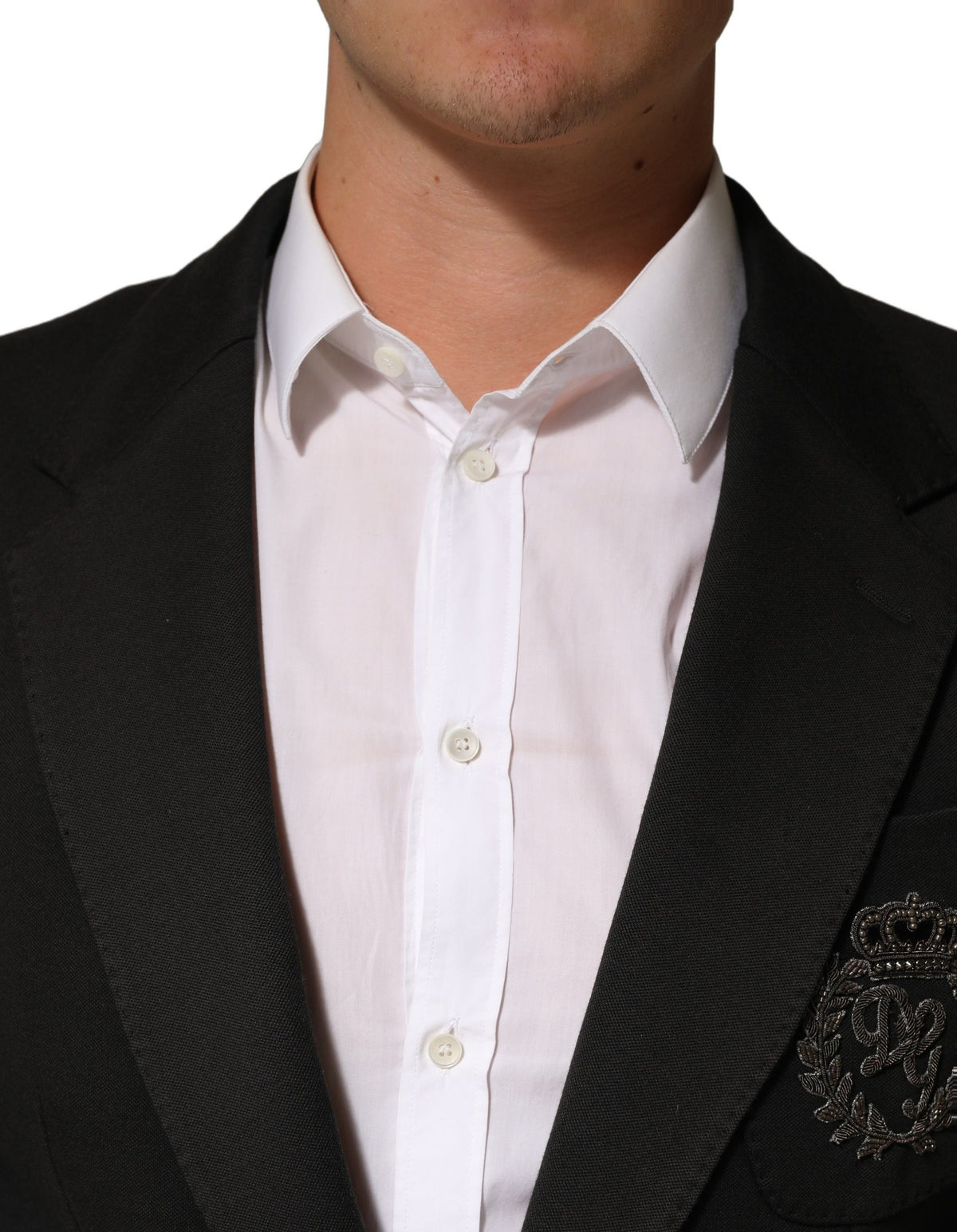 Black Embroidered Single Breasted Men Jacket