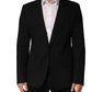 Black Pinstripe Men Single Breasted Jacket
