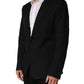 Black Pinstripe Men Single Breasted Jacket