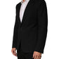 Black Pinstripe Men Single Breasted Jacket