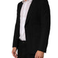 Black Pinstripe Men Single Breasted Jacket