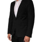 Black Pinstripe Men Single Breasted Jacket