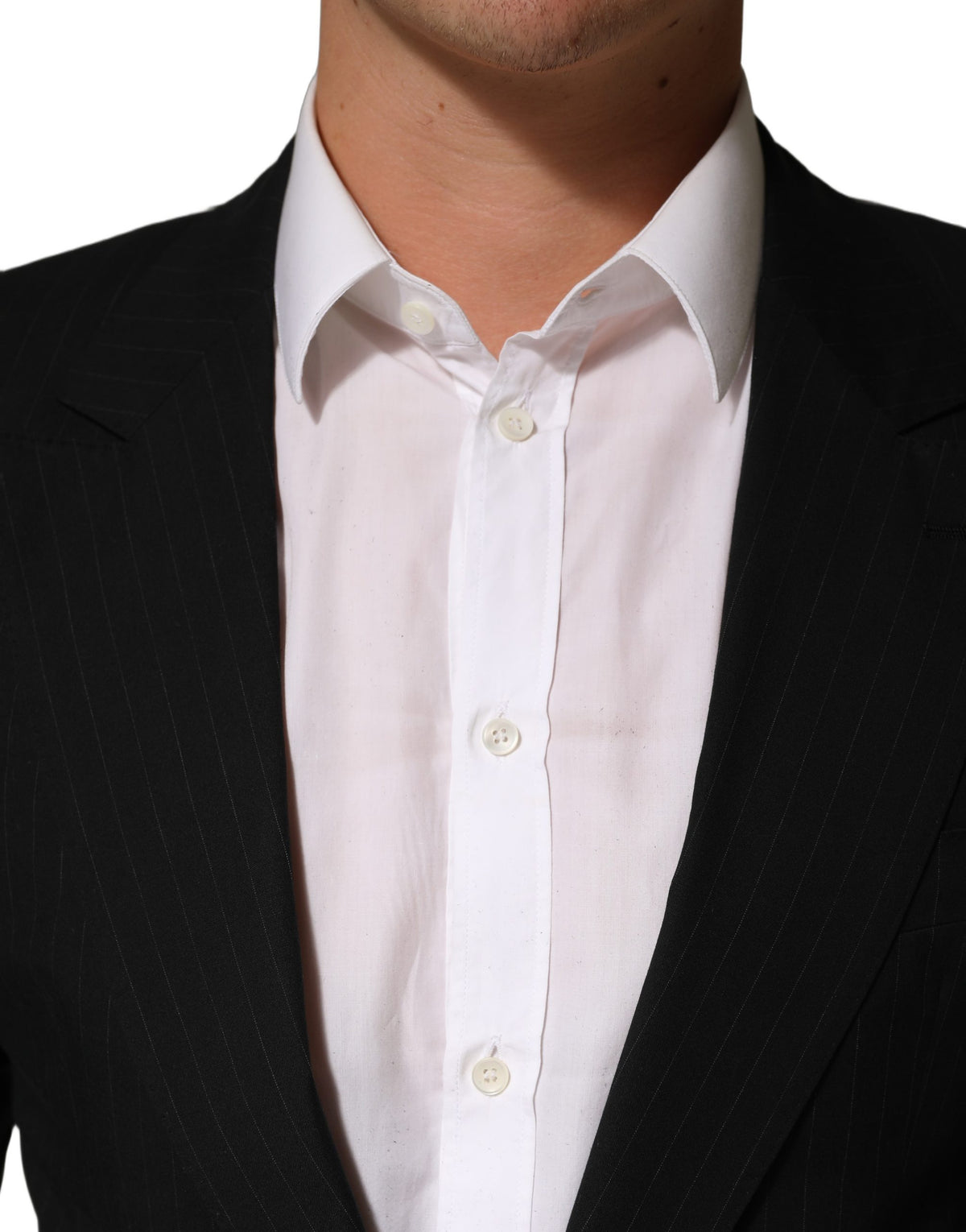Black Pinstripe Men Single Breasted Jacket