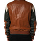 Multicolored Leather Full Zip Men Jacket