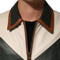 Multicolored Leather Full Zip Men Jacket