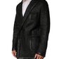 Black Lamb Leather Double Breasted Jacket
