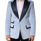 Blue Cotton Formal Single Breasted Jacket