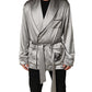 Gray Silk Satin Robe Embroidered Jacket