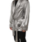 Gray Silk Satin Robe Embroidered Jacket