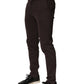 Brown Cotton Skinny Leg Dress Trouser Pants