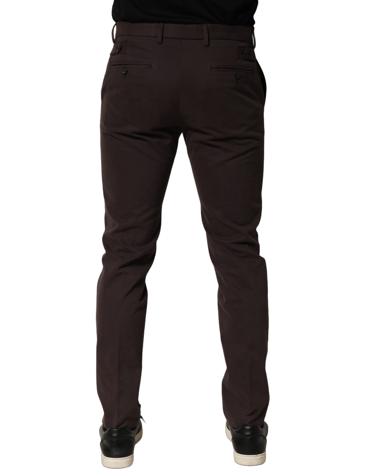 Brown Cotton Skinny Leg Dress Trouser Pants