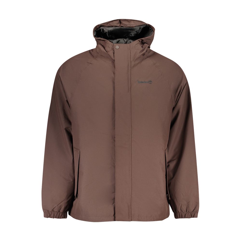 Brown Polyester Full-Length Jacket