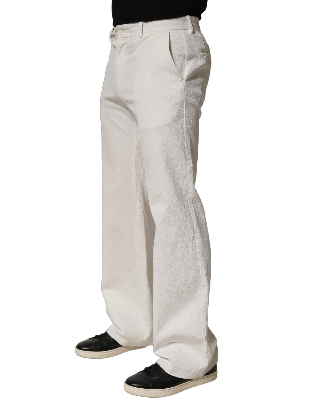 White Cotton StraightLeg Casual Trouser Pants