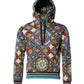 Multicolor Printed Hooded Sweatshirt Sweater