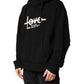 Black Cotton Printed Men Hooded Sweatshirt Sweater
