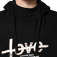 Black Cotton Printed Men Hooded Sweatshirt Sweater