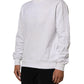 White Logo Embossed Cotton Sweatshirt Sweater