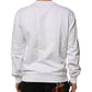 White Logo Embossed Cotton Sweatshirt Sweater