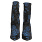 Black Blue Floral Stretch Sock Boots Shoes