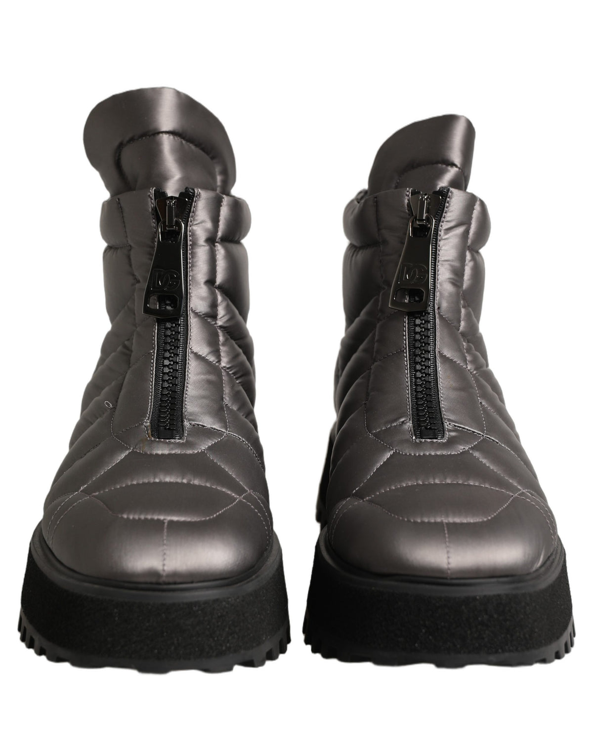 Silver Leather Quilted Men Ankle Boots Shoes
