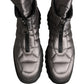 Silver Leather Quilted Men Ankle Boots Shoes