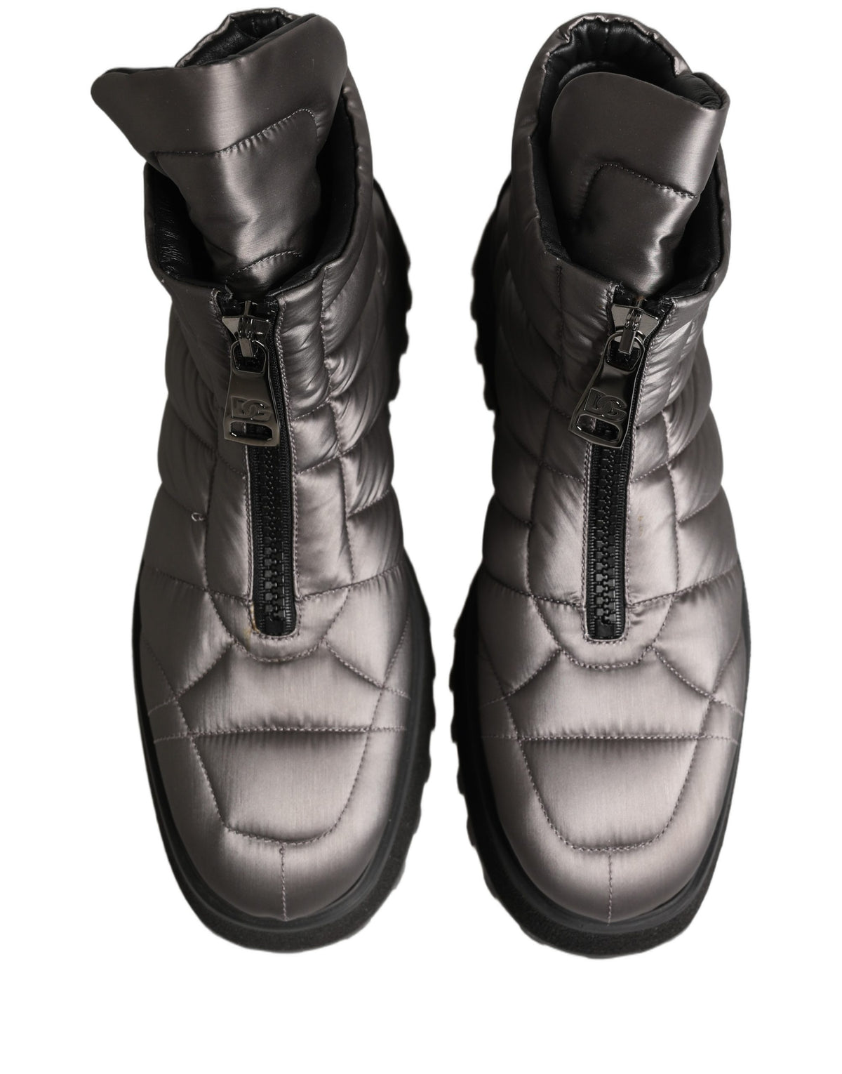 Silver Leather Quilted Men Ankle Boots Shoes