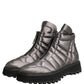 Silver Leather Quilted Men Ankle Boots Shoes