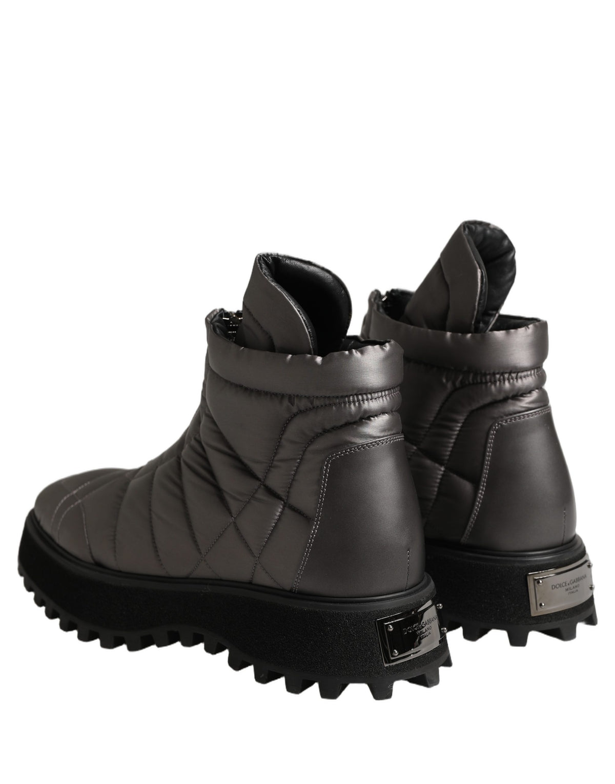 Silver Leather Quilted Men Ankle Boots Shoes
