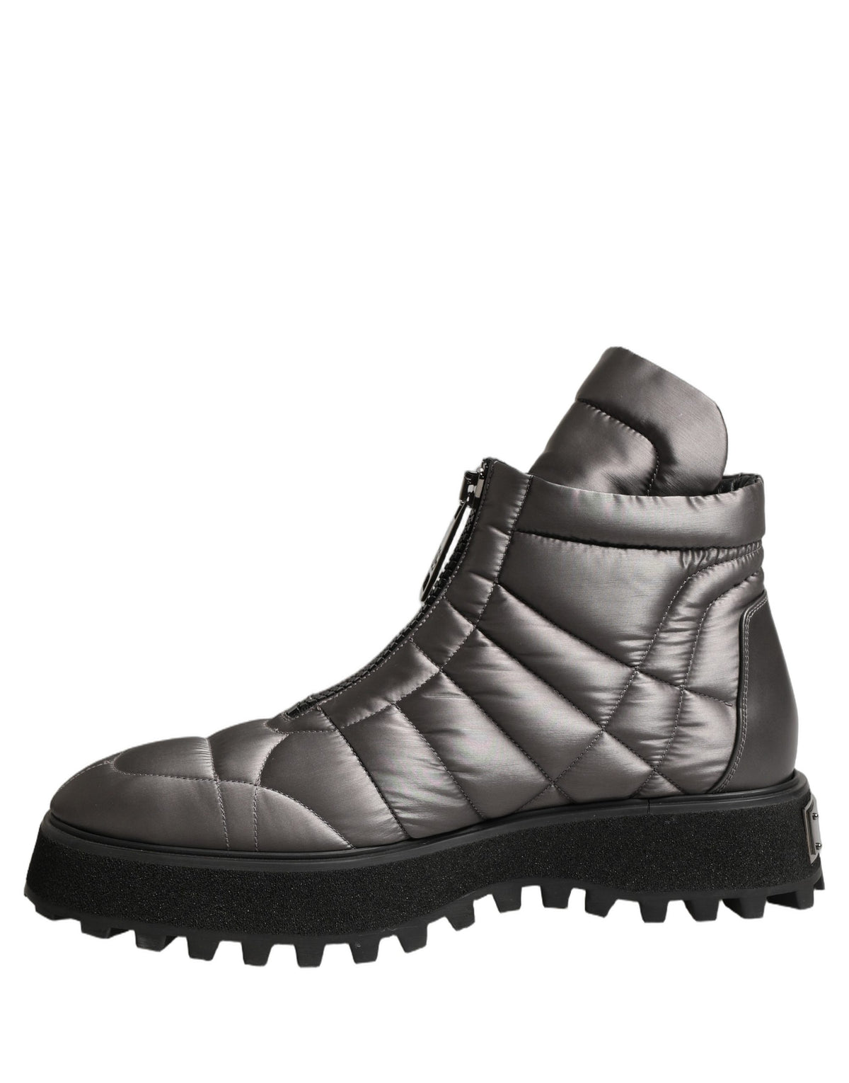 Silver Leather Quilted Men Ankle Boots Shoes