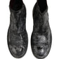 Black Gray Leather Ankle Chelsea Boots Shoes