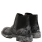 Black Gray Leather Ankle Chelsea Boots Shoes