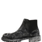 Black Gray Leather Ankle Chelsea Boots Shoes