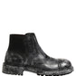 Black Gray Leather Ankle Chelsea Boots Shoes