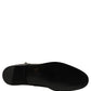 Black Leather Buckle Mid Calf Boots Shoes