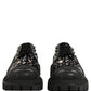 Black Calfskin Leather Trekking Derby Shoes