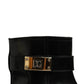 Black Leather Buckle Mid Calf Boots Shoes
