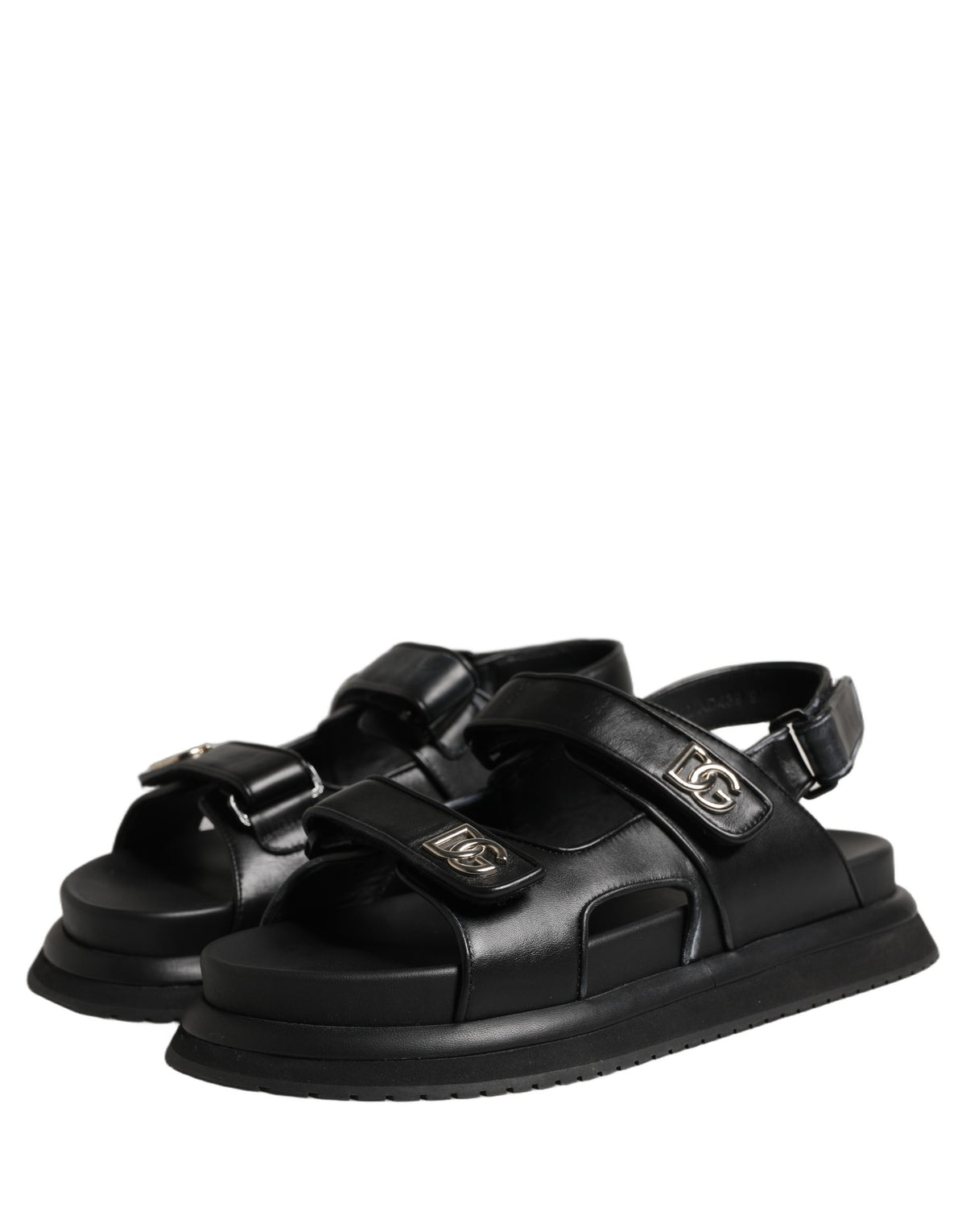 Black DG Logo Sandals Flats Slippers Shoes