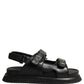 Black DG Logo Sandals Flats Slippers Shoes