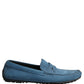 Blue Calfskin Leather Driver Loafers Shoes