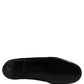 Black Leather Logo Plaque Loafers Men Shoes