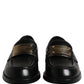 Black Leather Logo Plaque Loafers Shoes