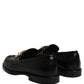 Black Leather Logo Plaque Loafers Shoes