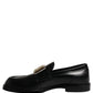 Black Leather Logo Plaque Loafers Shoes