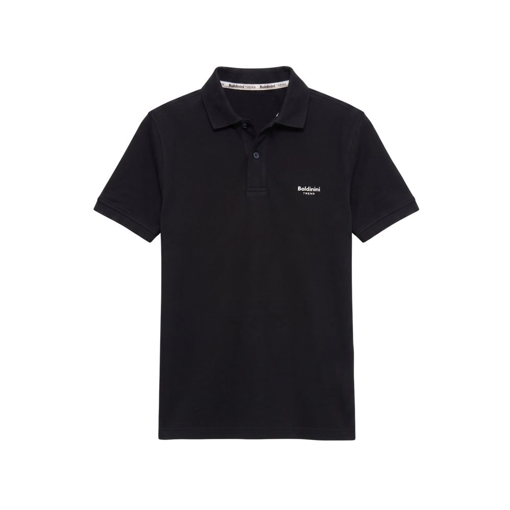 Black Cotton Men Polo