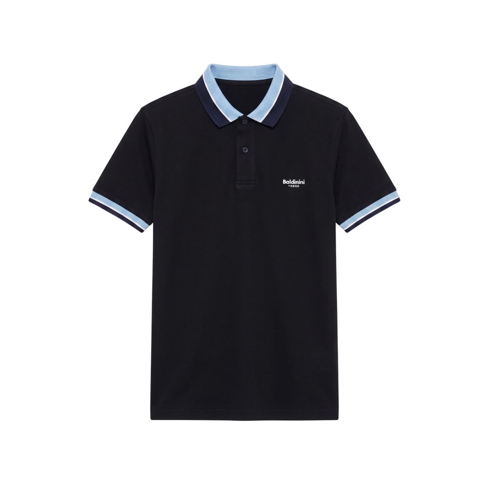 Blue Cotton Men Polo-Shirt